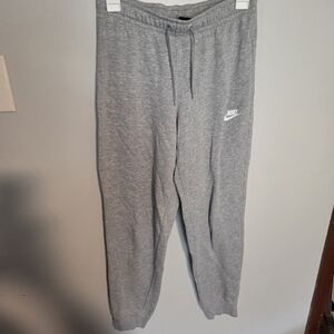 Nike Light Gray Fleece-Lined Joggers with White Swoosh